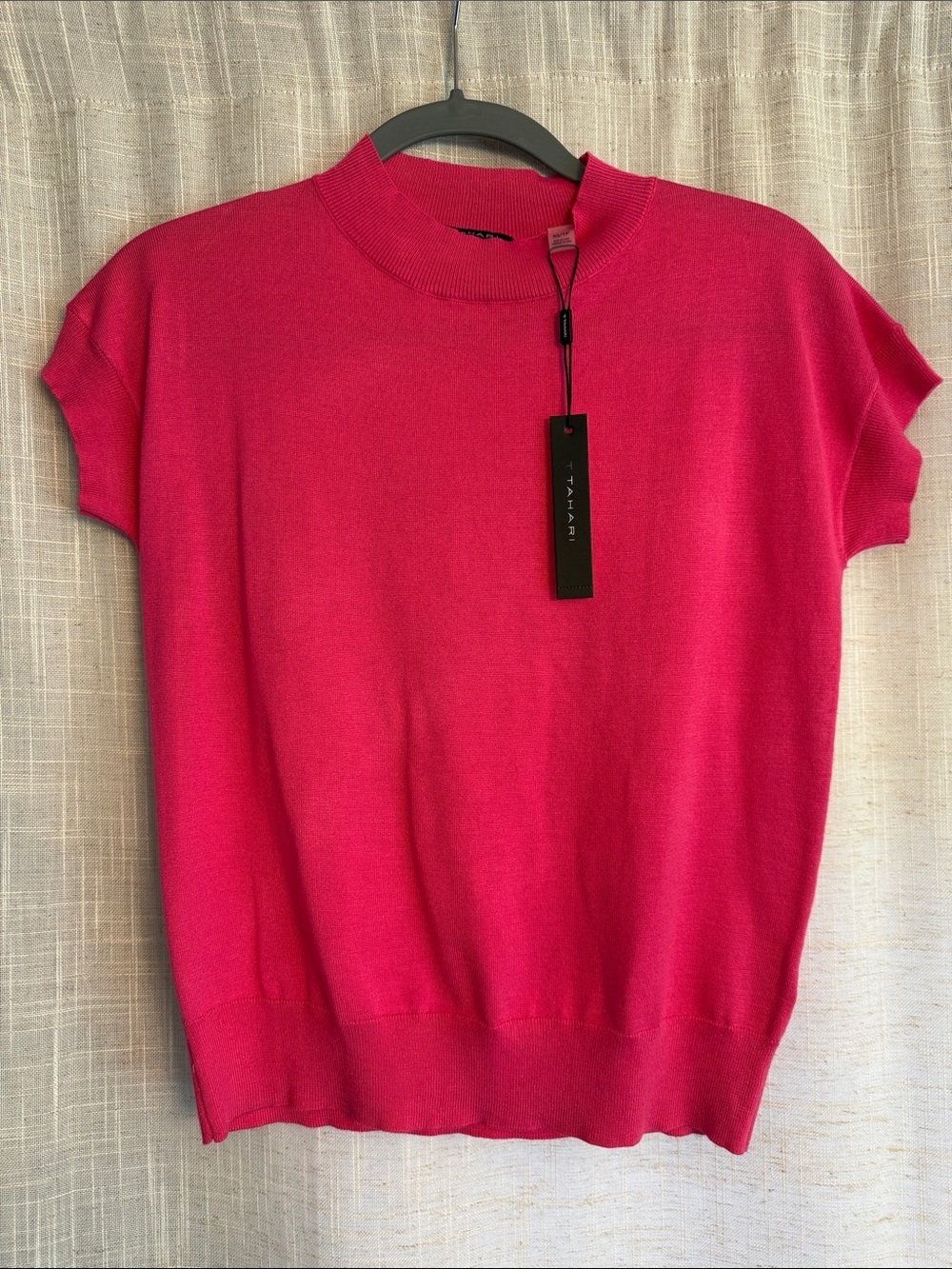 NWT - XSmall- Tahari Women’s Short Sleeve Knit Tee in Vibrant Pink